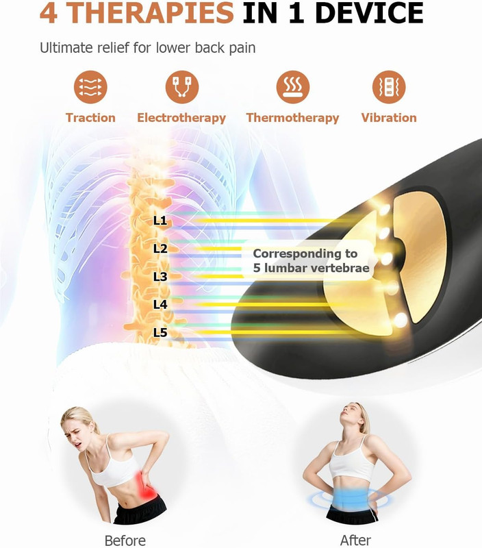 Lumbar Traction Device with Massage Balls and Base Plate
