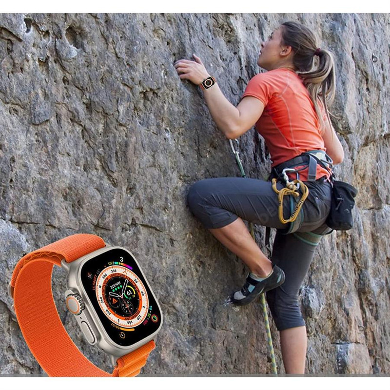 Curea Daden® textil Nylon, Compatibila cu Apple Watch 4 /5/6/7/8/SE/Ultra (42 / 44 / 45 / 49 MM), Negru/Verde eng pl TECH PROTECT NYLON PRO APPLE WATCH 4 5 6 7 8 SE ULTRA 42 44 45 49 MM ORANGE 116584 2