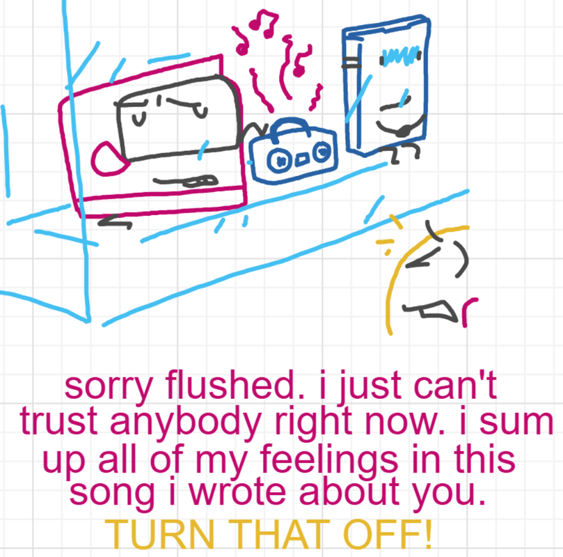 A panel from You're In Danger, Boy, episode seven of the Board Boards object show by Furretwalk/WalkingFurret.
