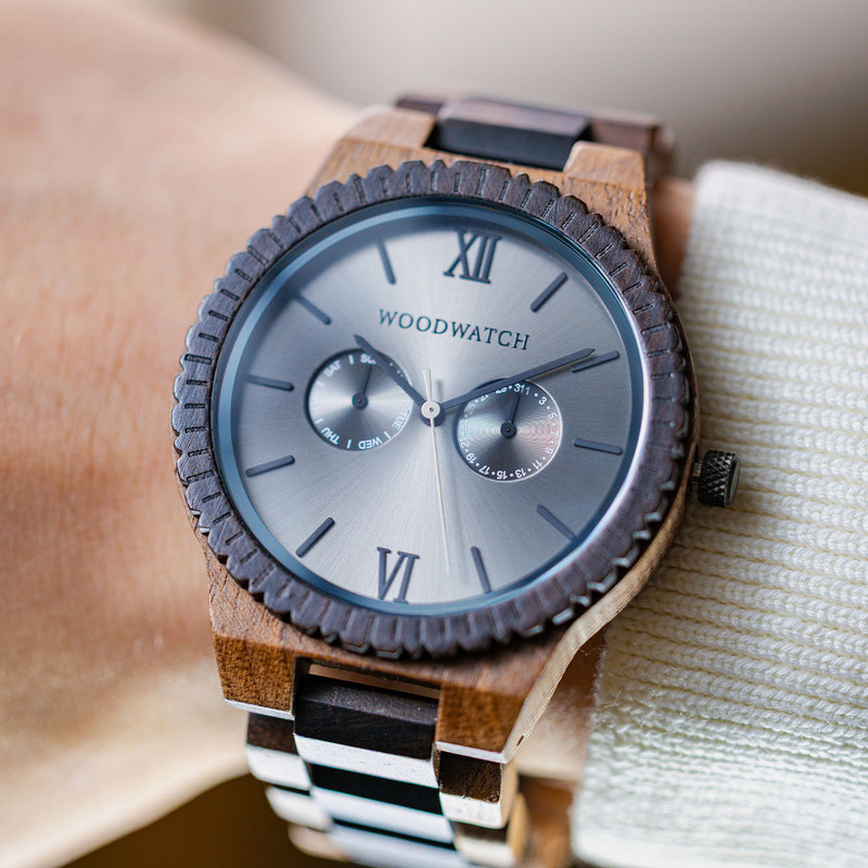 Nature Made Brand Wood Style Watch Displayed on Wrist