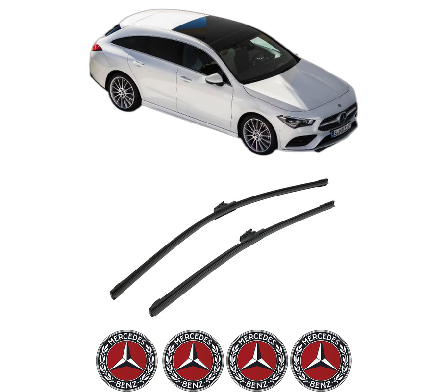 Set stergatoare auto MERCEDES-BENZ CLA Shooting Brake (X118) din 2019-2023, pentru parbriz auto, 2 bucati, Bosch Aerotwin, din cauciuc siliconat rezistent, 4 Stickere Auto MERCEDES-BENZ