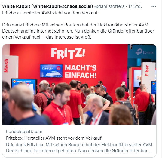 AVM-Verkaufsgerüchte AVM-Verkaufsgerüchte