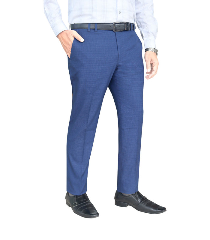 Men’s Formal Trouser Slim Fit Plain Front Cross Pocket Color: Online 60. BLUE CK