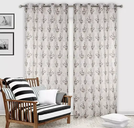 PREMIUM FLORAL NET PRINT CURTANS,SET OF 1 Color 5 (R706)