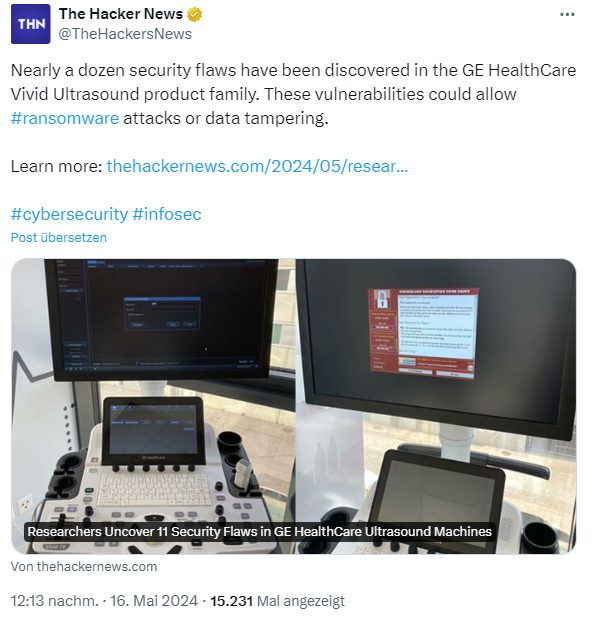 Schwachstellen in Vivid™ GE HealthCare Ultraschallgeräten 