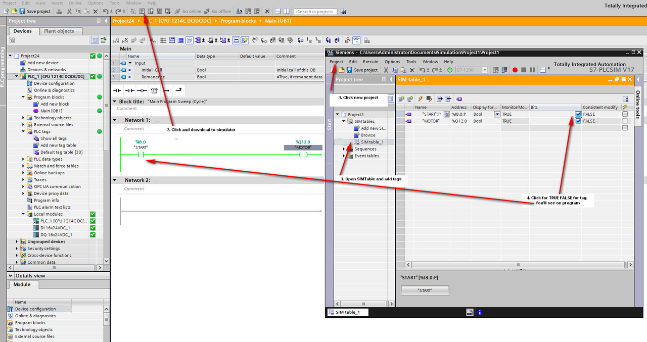 Trying to link the TA 17 with the PLCSIM v17 Trying to link the TA 17 with the PLCSIM v17