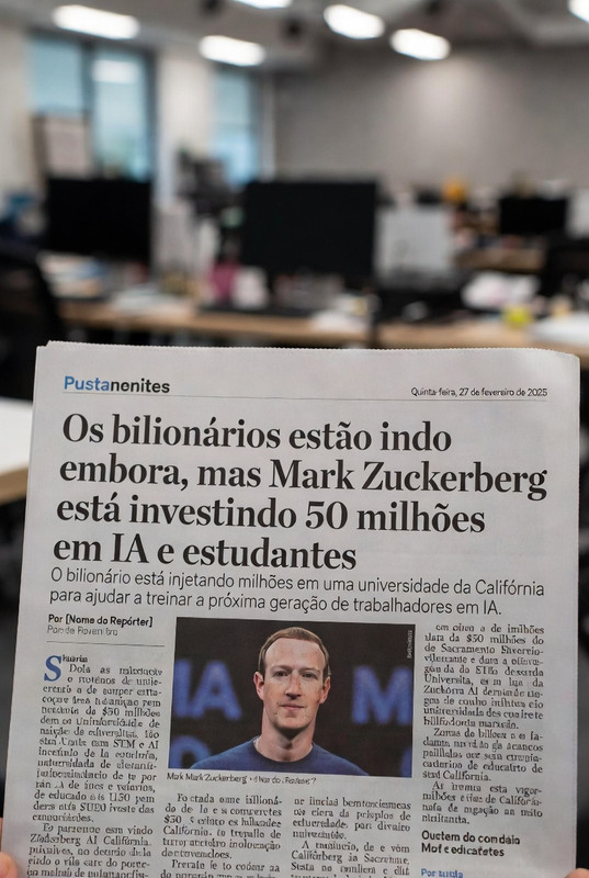Os bilionários estão saindo correndo, mas Mark Zuckerberg aposta US$ 50 milhões em IA e estudantes na Califórnia