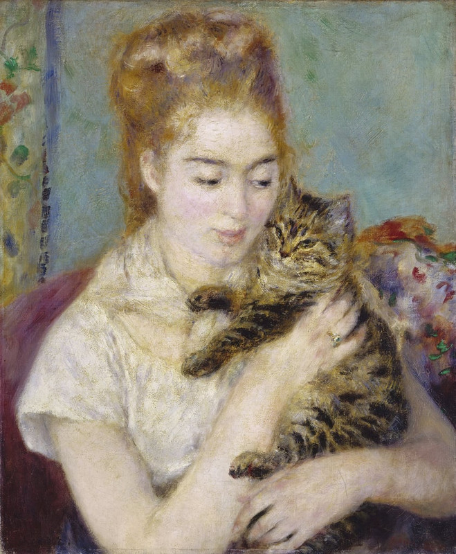 Pierre Auguste Renoir - Woman with a Cat c1875  - (MeisterDrucke-140242)