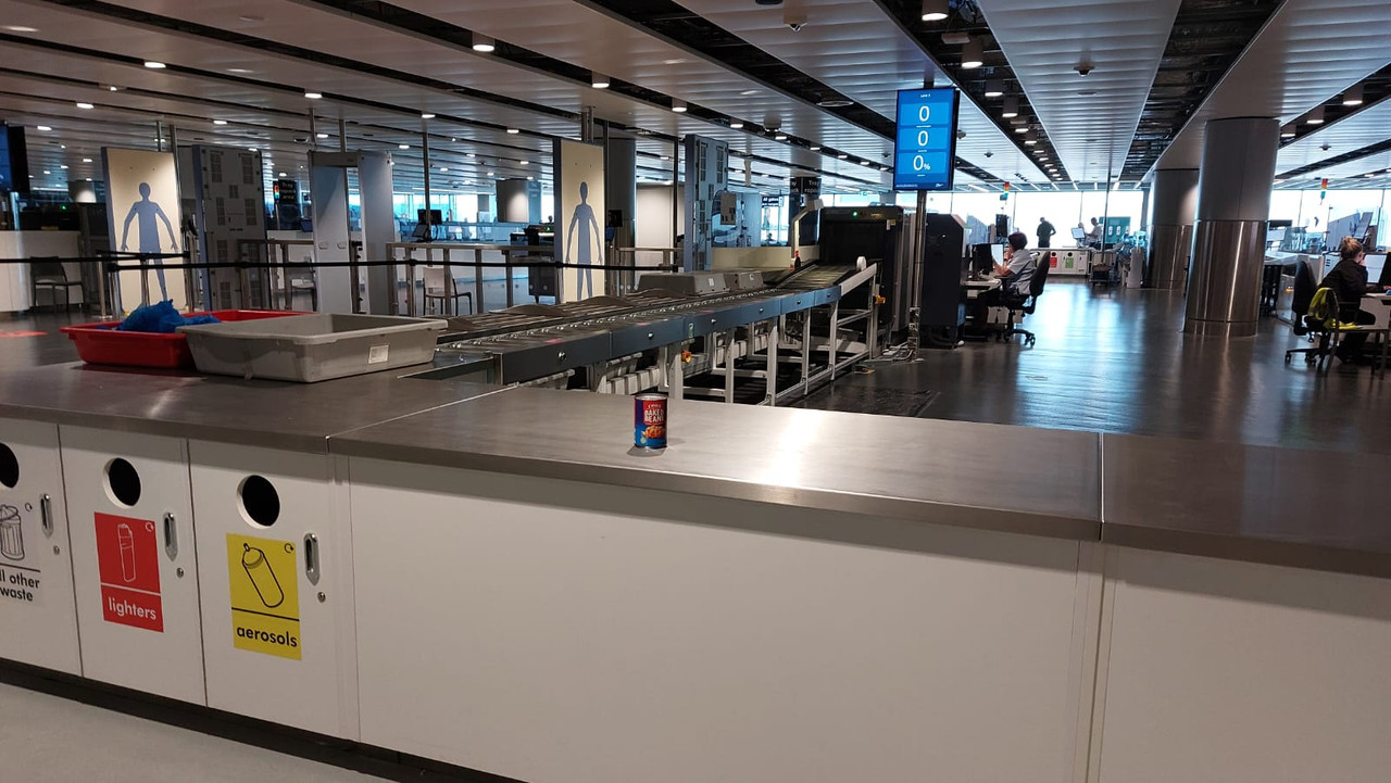 Someone tried (and failed) to take a tin of baked beans through