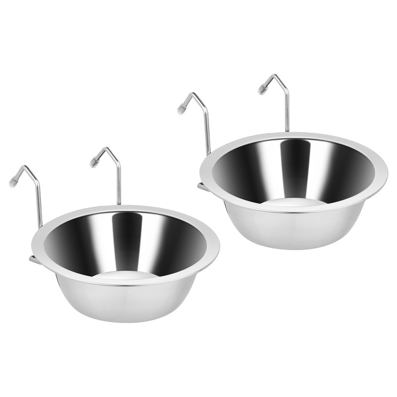 Fri4Free 2PCS Stainless Steel Kennel Water Bowl Hanging