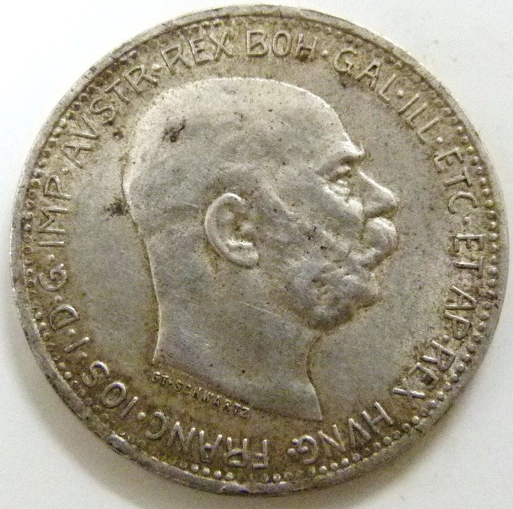 ¡¡Las de siempre!!. 5 gramos (1 Corona) 1915. Imperio Austro-húngaro. AUT-1-Corona-1915-anv