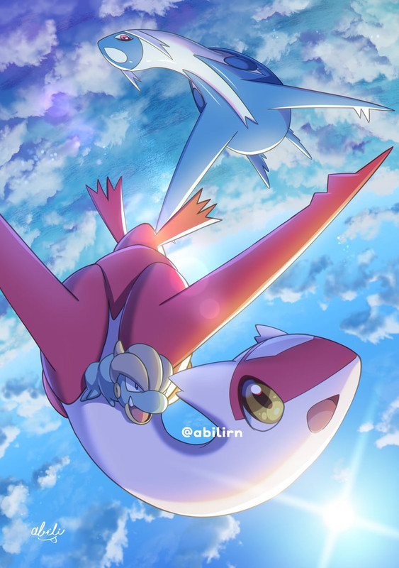 latias-latios-and-bagon-pokemon-drawn-by