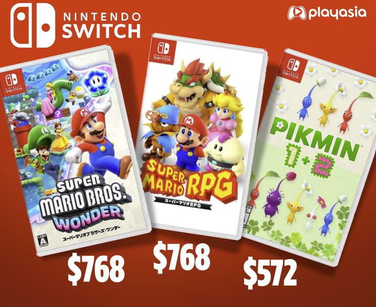 PlayAsia - Super Mario Bros Wonder + Super Mario RPG + Pikmin 1+2 (leer descripción antes)