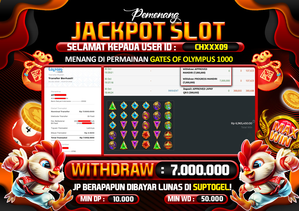 BUKTI KEMENANGAN 30 OCTOBER 2025 MENANG SLOT GATES OF OLYMPUS 1000 7 6JT