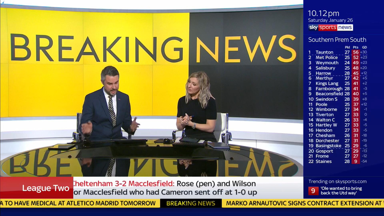 26 January - 22.00.00 - Sky Sports News At Ten. Round up of all 