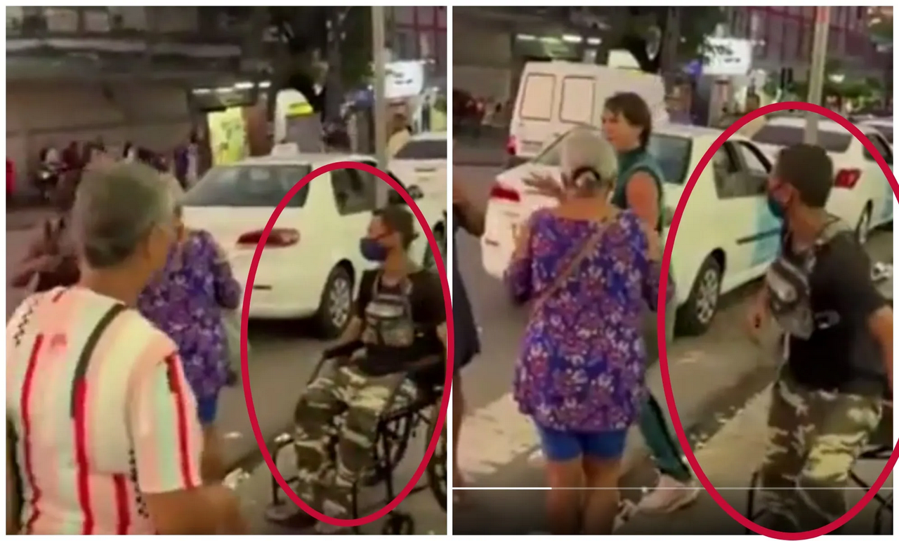 ¿Milagro? Indigente se levanta de su silla de ruedas tras susto y se hace viral