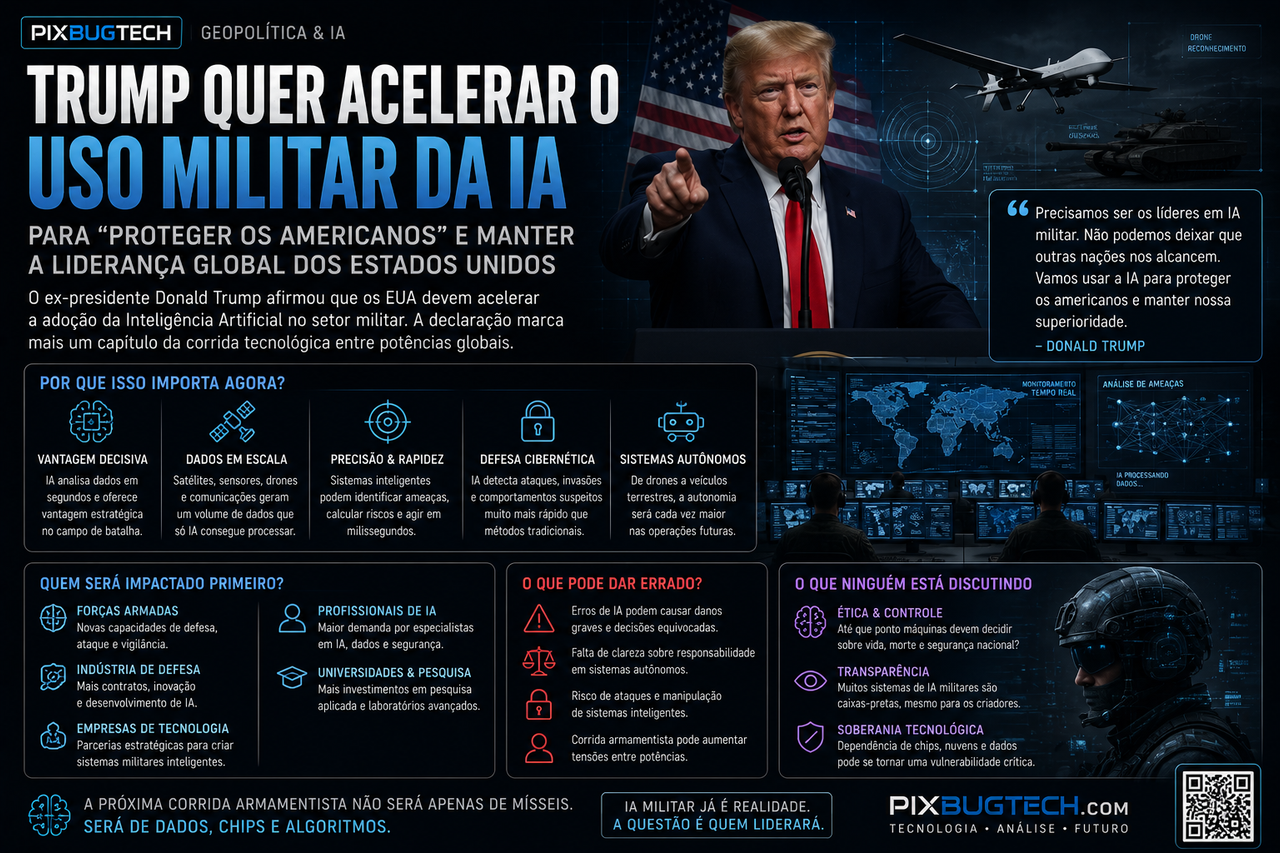 Trump quer acelerar o uso militar da Inteligência Artificial e a corrida tecnológica global entra em uma nova fase