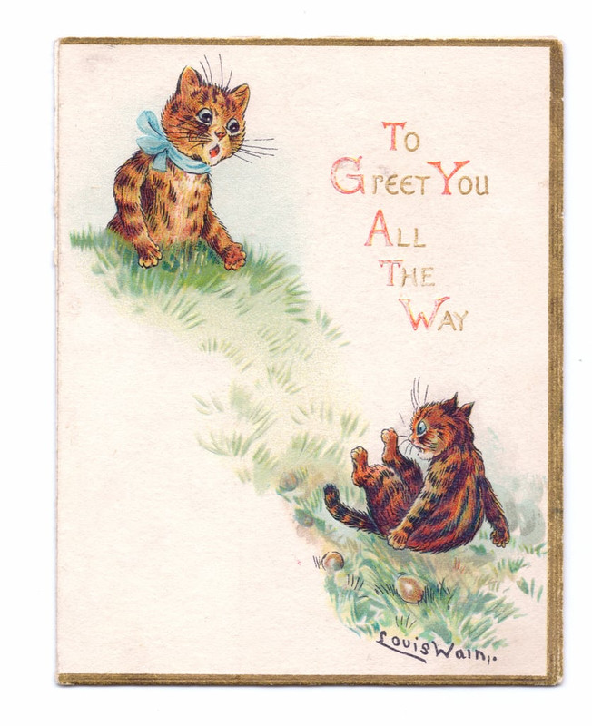 Louis-Wain-A-Victorian-greeting-card-of-a-two-cats-one-taking-a-tumble-and-the-other-lookin-Mei
