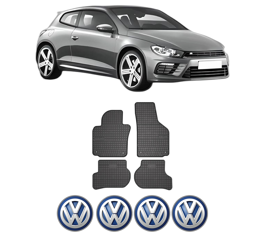Set covorase presuri Volkswagen SCIROCCO III (137, 138) din 2008-2017, auto, din cauciuc thermoplastic, 4 Stickere auto cu Volkswagen