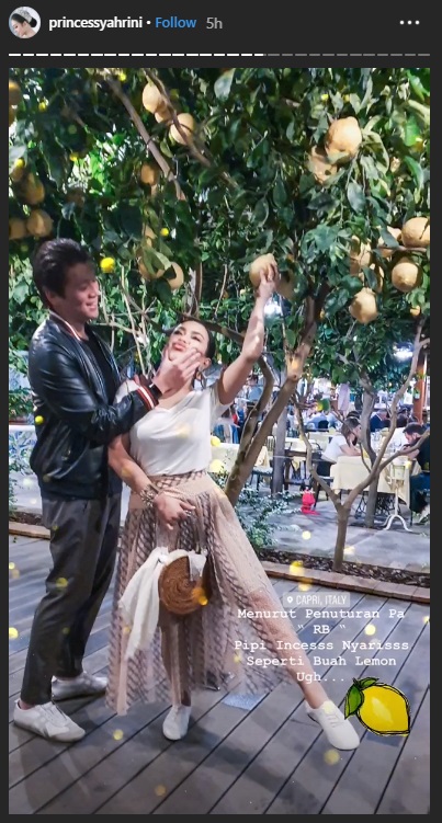 Syahrini dan Reino Barack berburu lemon di Capri, Italia