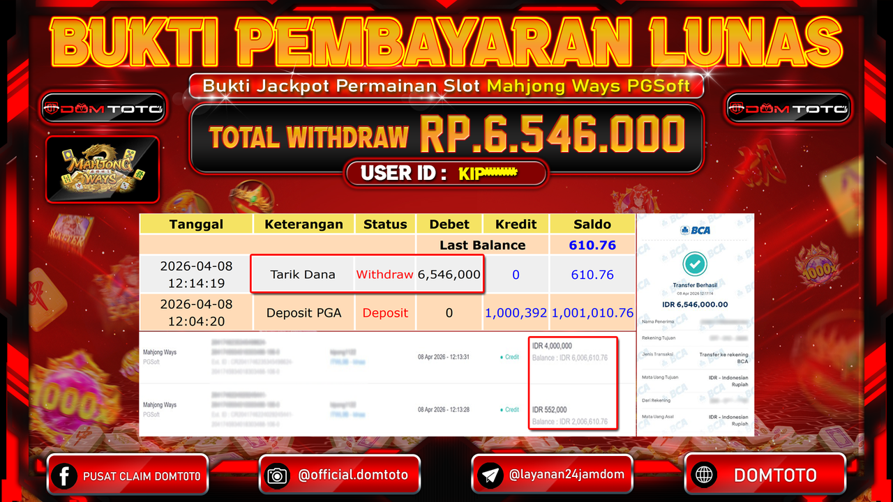 JACKPOT SLOT Mahjong Ways PGSoft 08 APRIL 2026