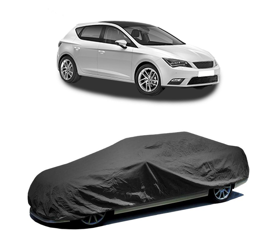 Husa tip prelata auto pentru SEAT LEON (5F1) 2012 - 2020,culoare negru, material textil impermeabil, rezistanta la intemperii praf UV, CARPASSION Husa Protectie