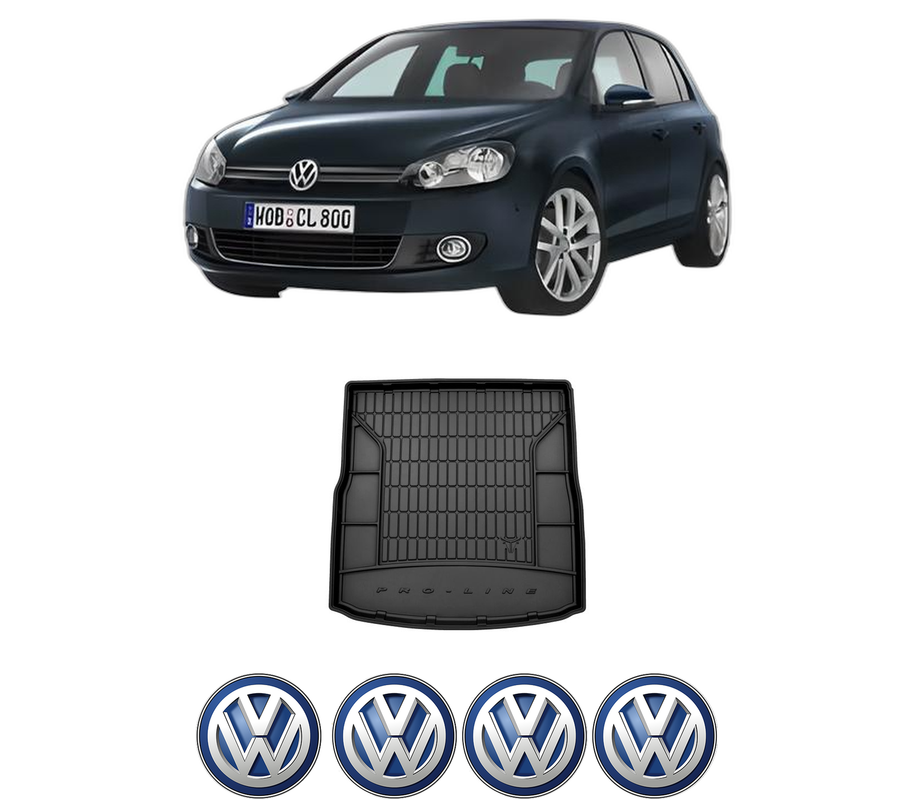 Tavita Portbagaj Volkswagen GOLF VI din 2008-2013, Protectie Portbagaj Auto, 4x Stickere auto cu Volkswagen