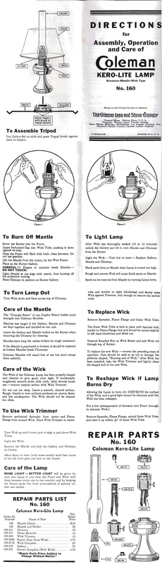 Coleman Kerolite Instructions