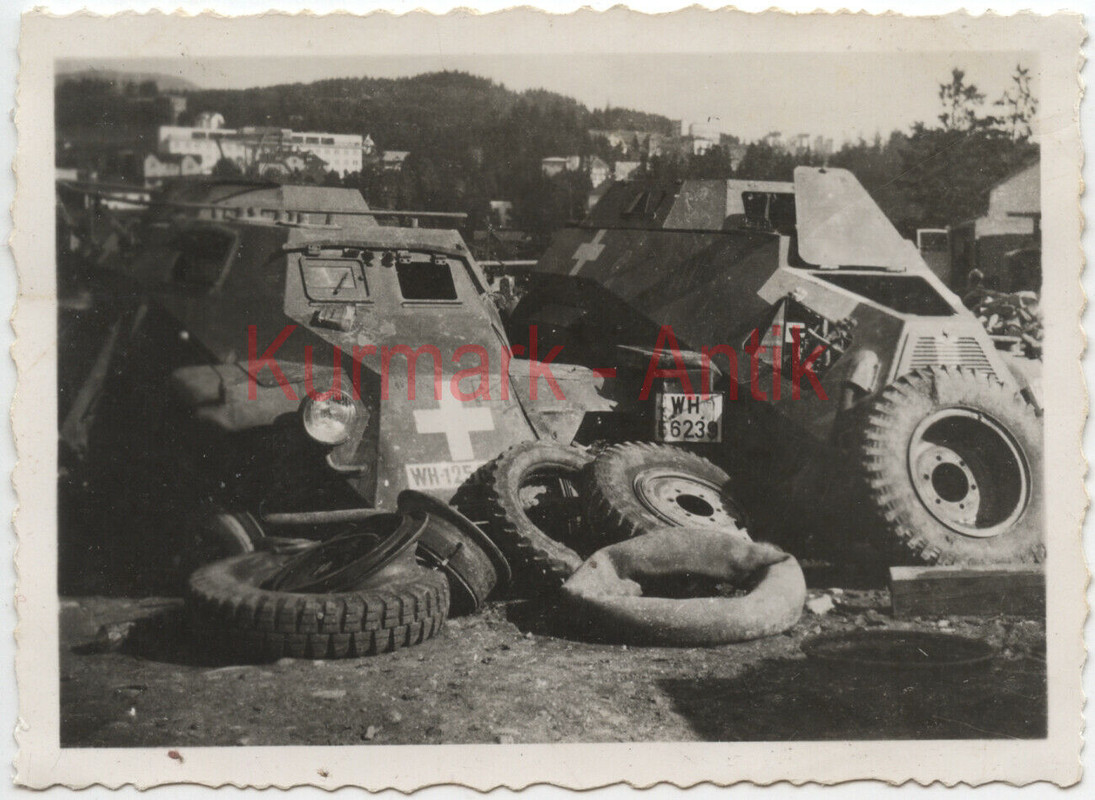 Foto Wehrmacht Polen Rabka Zdrój Panzer Spähwagen 222 -crash