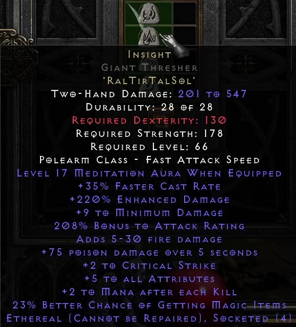 Eth Insight Lvl 17med Giant Thresher - Topic - D2jsp