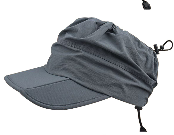 Grey Outdoor Quick Dry Sun Hat - Foldable Visor Cap - UV Protection - 55-58cm