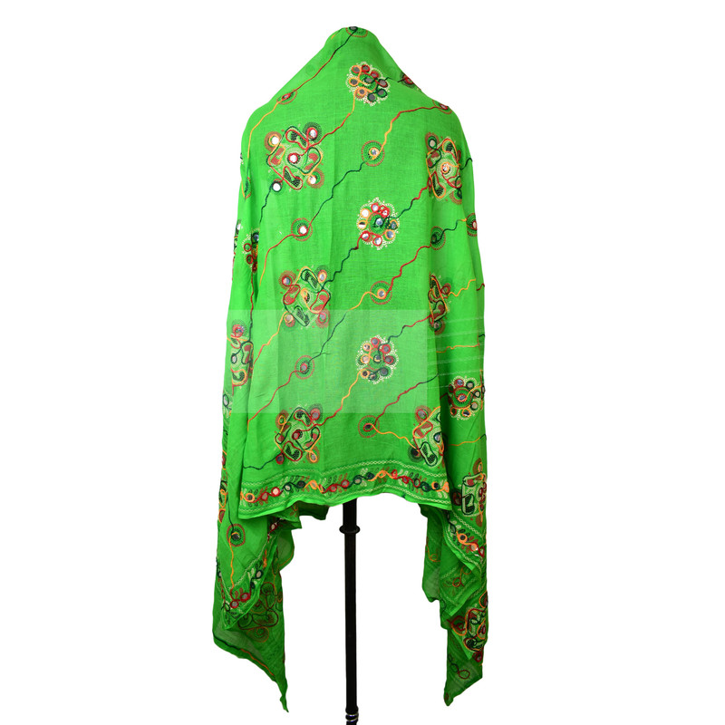 Women's Cotton Dupatta Wrap Stole Mirror Work Embroidery Ethinic Scarves Chunni - Picture 15 of 103