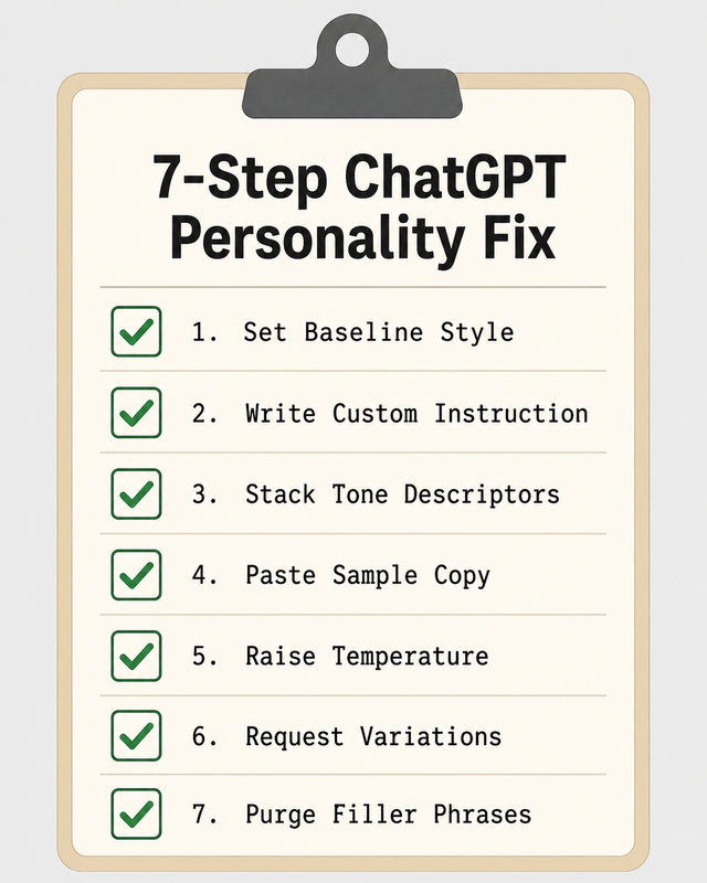 7-step checklist to fix ChatGPT generic no personality responses