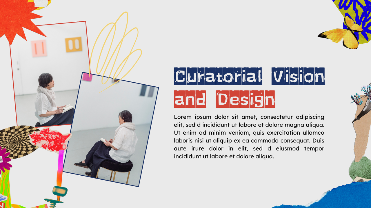 Blue and Red Collage Art Exhibition Presentation