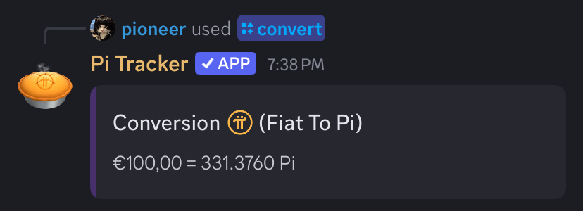 Example of Euro to Pi conversion