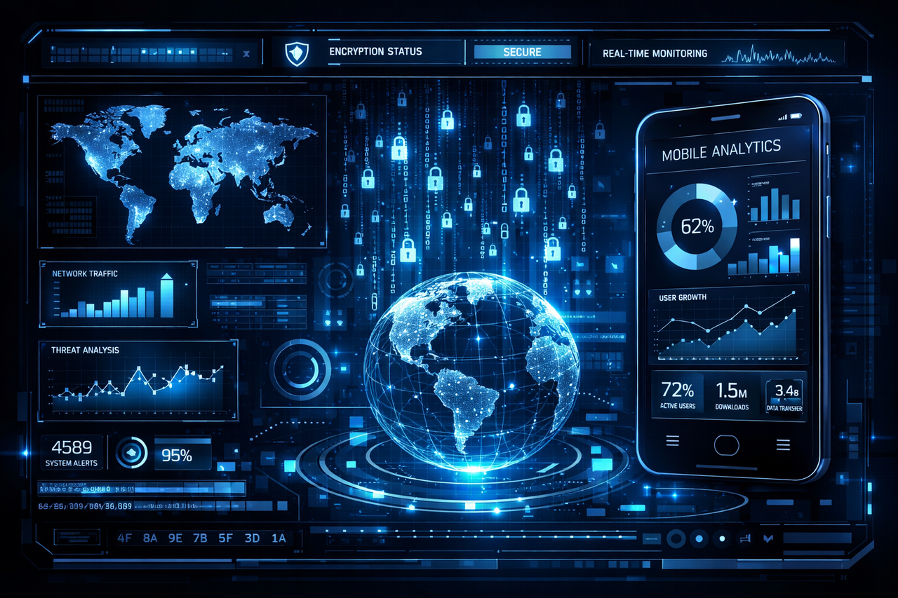 Discreet Monitoring High-Tech Global Data Dashboard