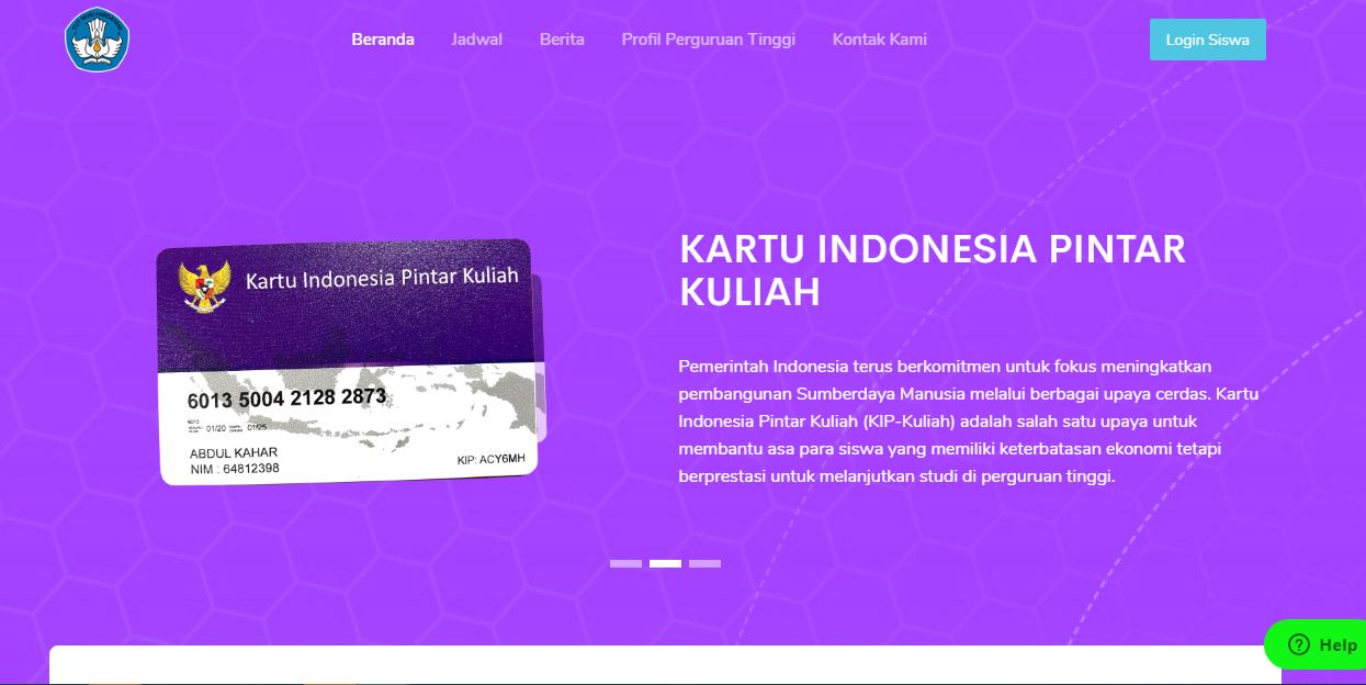 Tangkapan layar laman resmi Kemendikbud, KIP Kuliah
