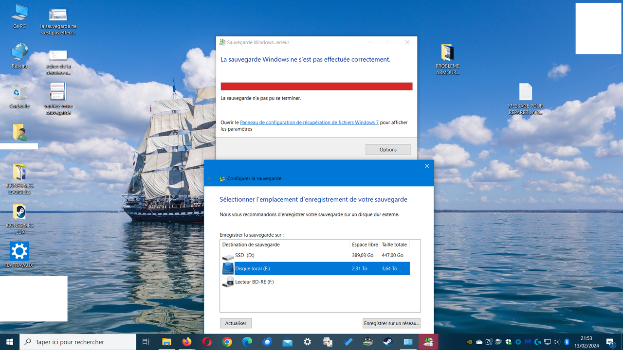configurer la sauvegarde