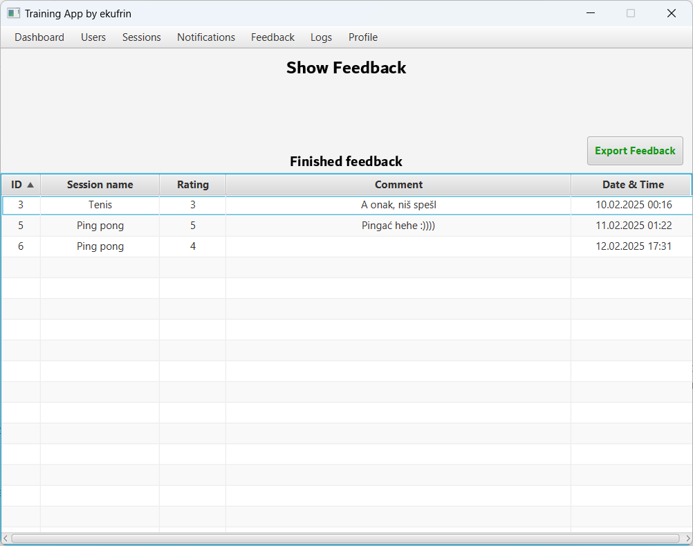 Show feedback