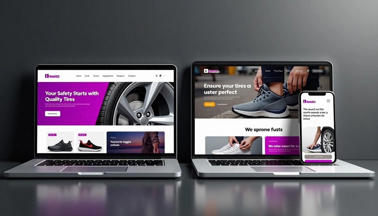 Diseño web adaptable mostrado en una laptop, tablet y smartphone