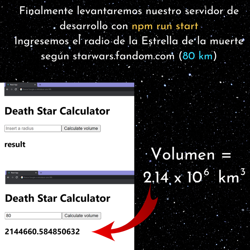 Imagen de la aplicacion en el navegador - Calculadora de volumen de esfera