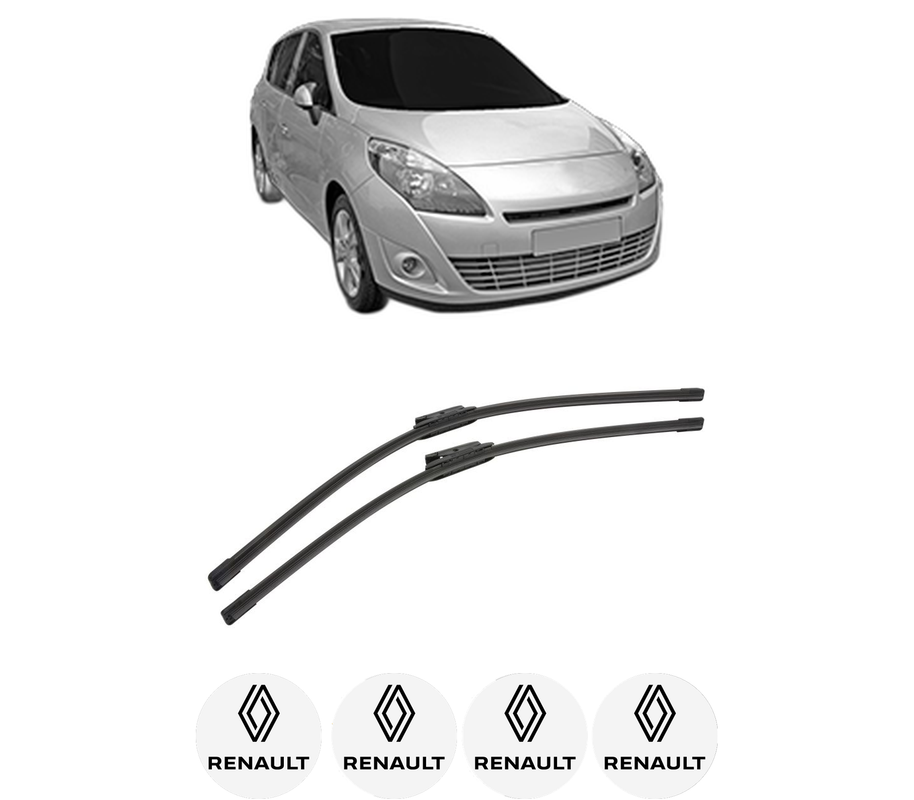 Set stergatoare auto RENAULT SCENIC III VAN (JZ0/1_) din 2009-2016, pentru parbriz auto, 2 bucati, Bosch Aerotwin, din cauciuc siliconat rezistent, 4 Stickere Auto RENAULT