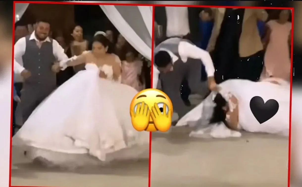 Novia se cae en la entrada nupcial y se lleva al suelo hasta el novio