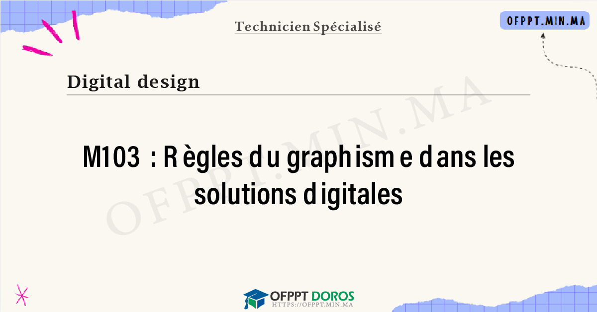 Sommaire détaillé du cours Règles du graphisme dans les solutions digitales M103 OFPPT - Structure du module