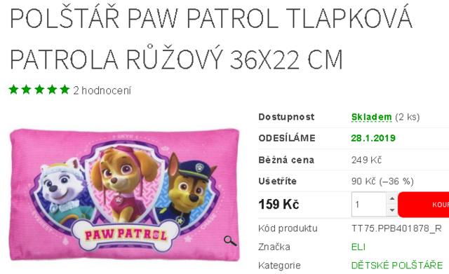 Screenshot_2019-01-25 Polštář Paw Patrol Tlapková Patrola růžový