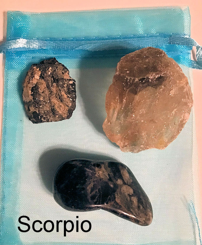 scorpio- black tourmaline, smoky quartz, sodalite