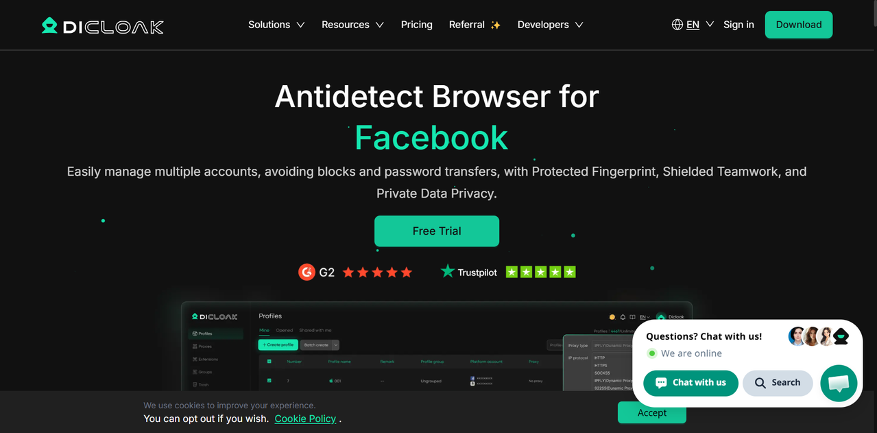 Screenshot of DiCloak