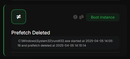 Prefetch deleted detection screenshot