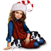 christmas_elf_girl_with_boston_terrier_puppy 15