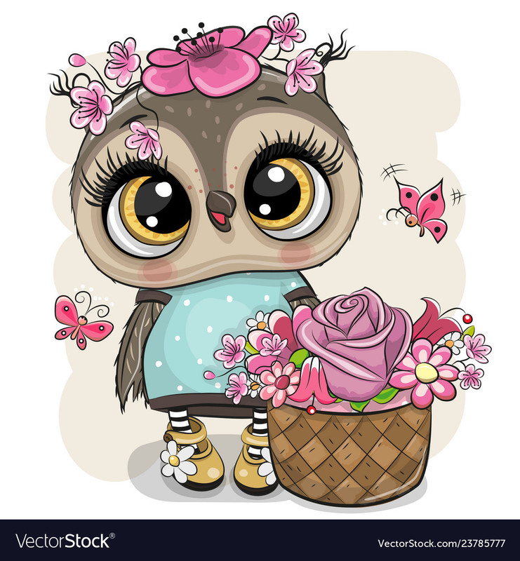cartoon-owl-with-flowers-on-a-white-background-vector-23785777
